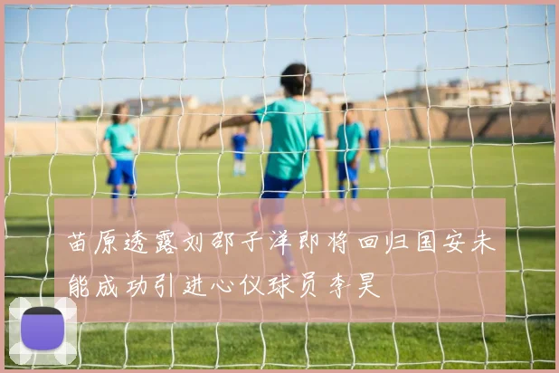 苗原透露刘邵子洋即将回归国安未能成功引进心仪球员李昊